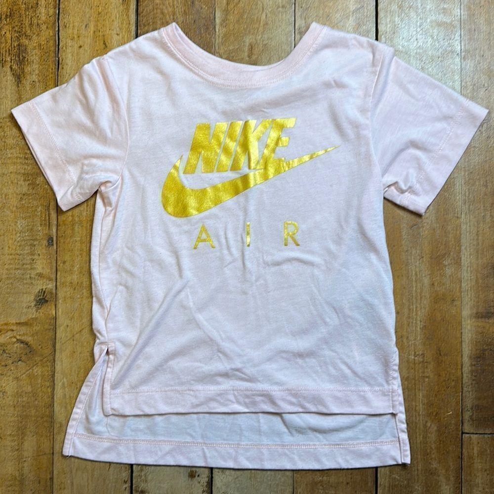 Nike Shirt Girls size 5 Pink Gold Short Sleeve shirt athletic Nike air